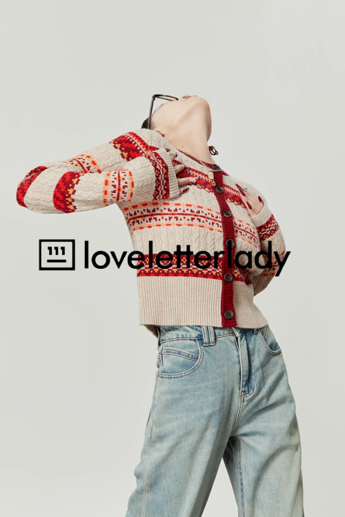 Red Striped Jacquard Knit