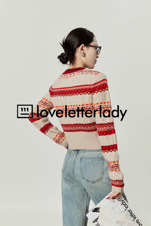 Red Striped Jacquard Knit