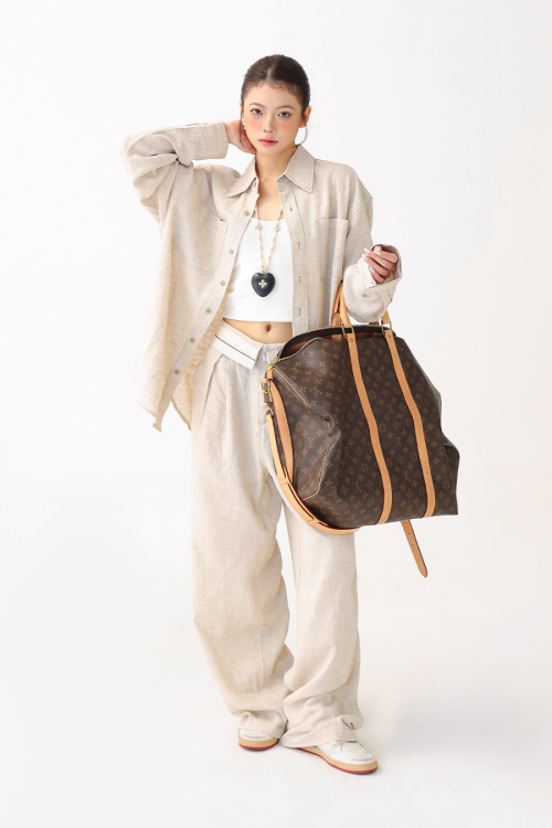 Relax Linen Long Sleeve Shirt / Wide Leg Pants