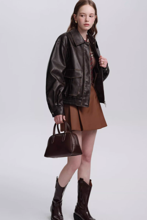 Retro Brown Leather Jacket