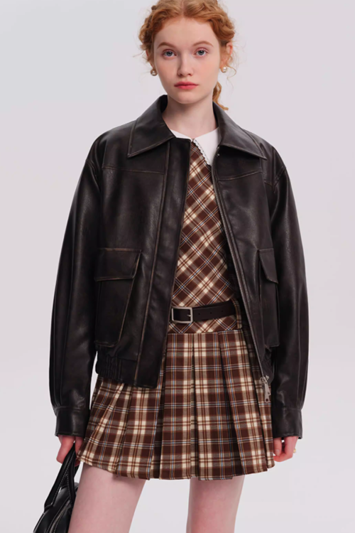 Retro Brown Leather Jacket