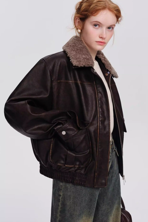 Retro Brown Leather Jacket