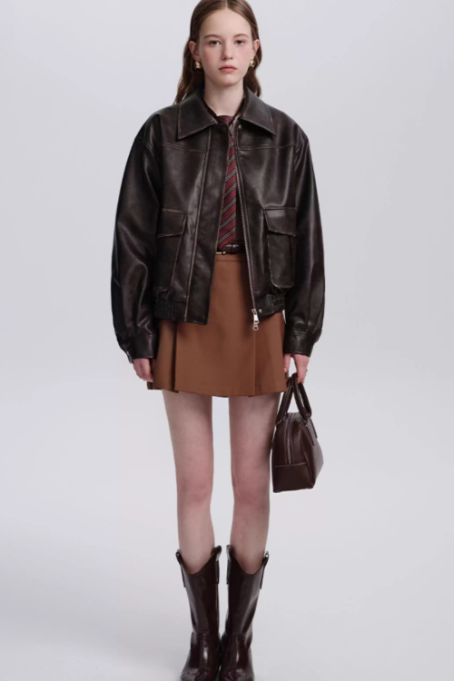 Retro Brown Leather Jacket