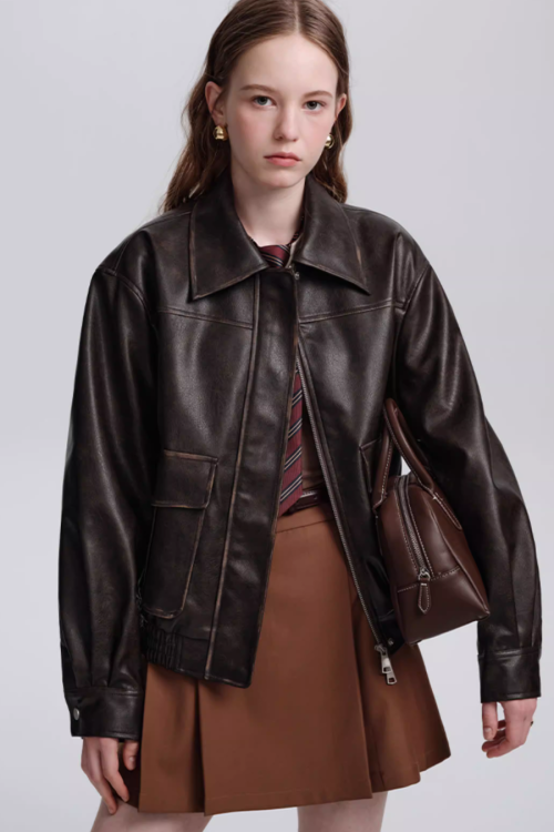 Retro Brown Leather Jacket
