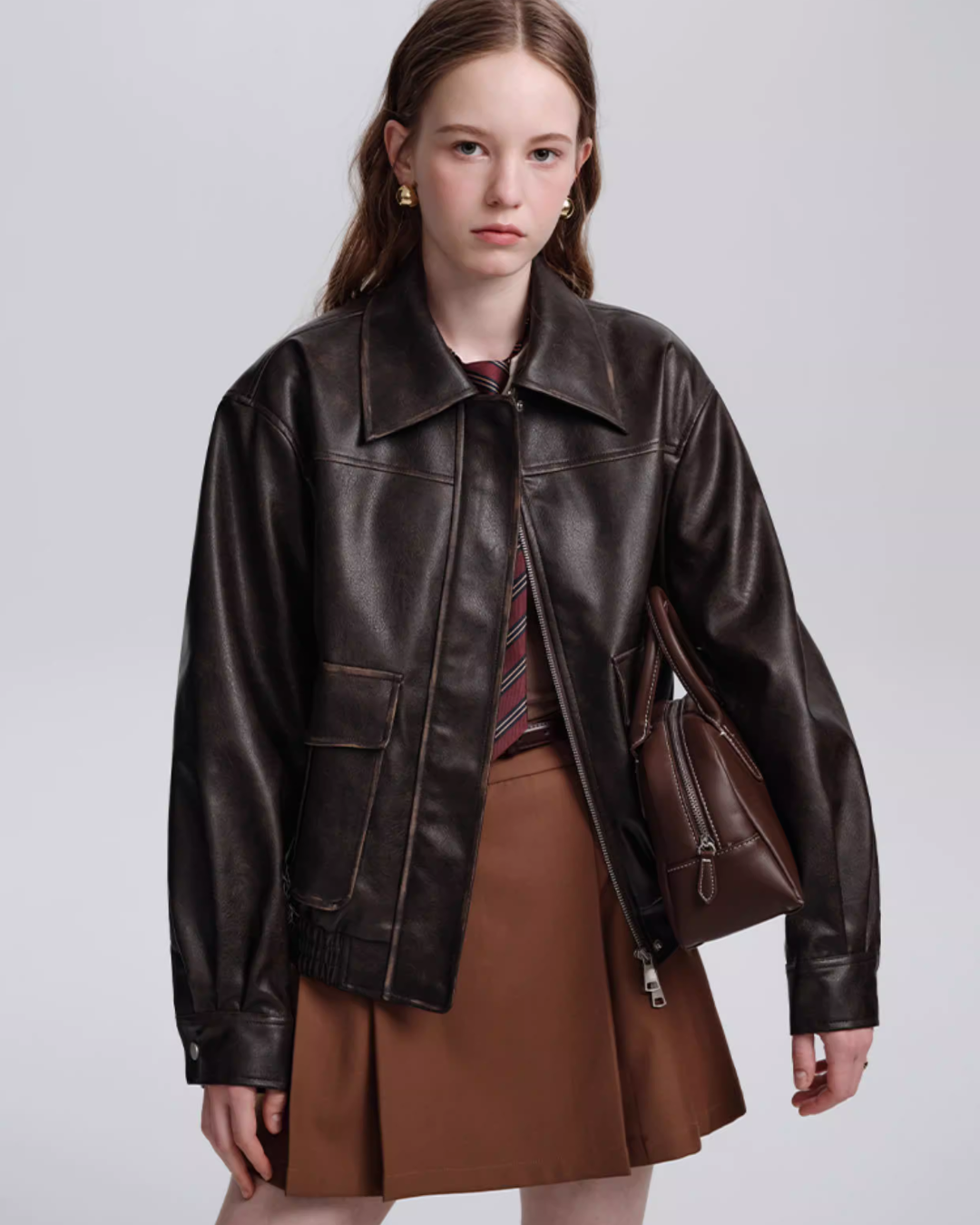 Retro Brown Leather Jacket Retro Brown Leather Jacket