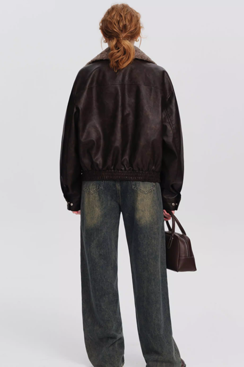 Retro Brown Leather Jacket