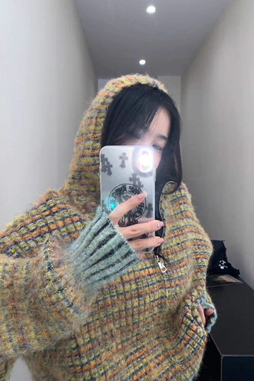 Retro Brushed Knit Hoodie