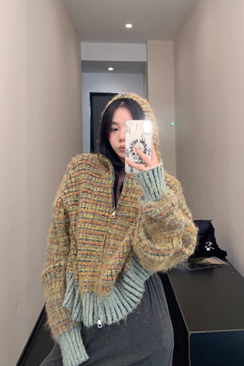 Retro Brushed Knit Hoodie