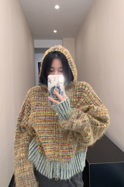 Retro Brushed Knit Hoodie