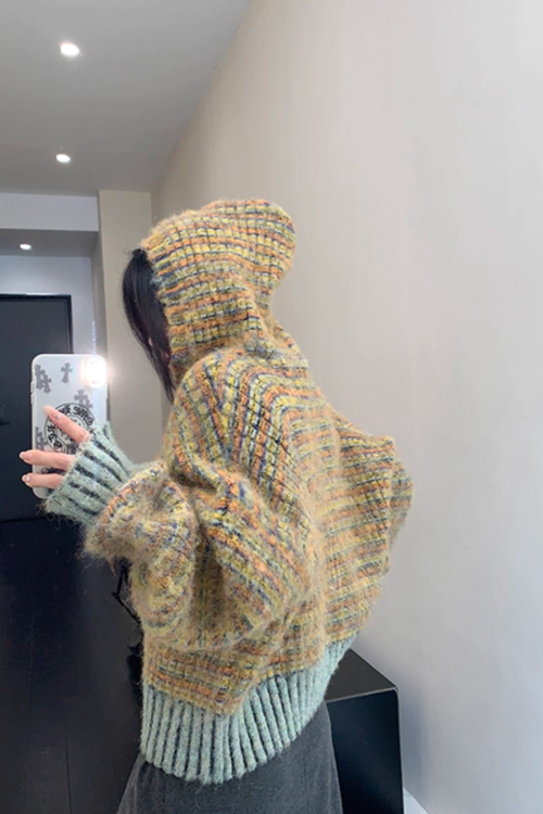 Retro Brushed Knit Hoodie