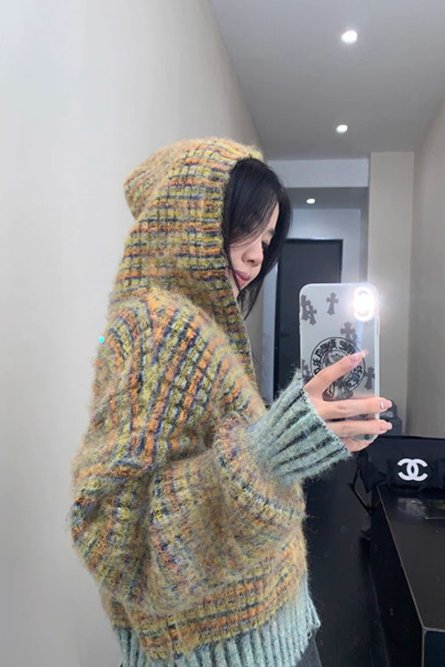 Retro Brushed Knit Hoodie