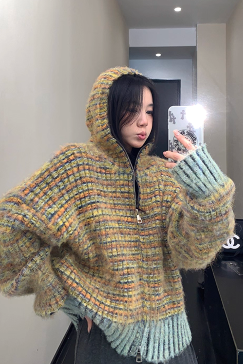 Retro Brushed Knit Hoodie