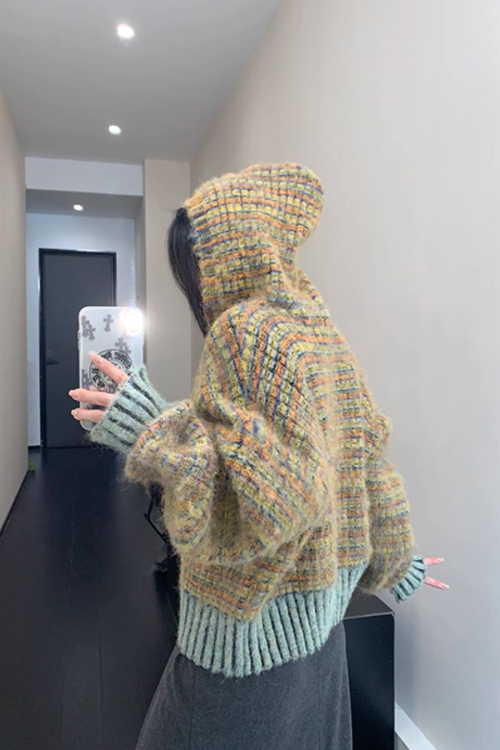 Retro Brushed Knit Hoodie