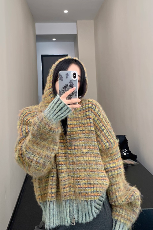 Retro Brushed Knit Hoodie