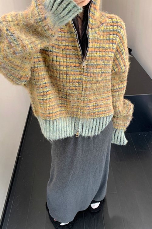 Retro Brushed Knit Hoodie