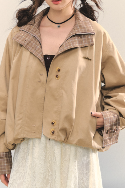 Retro Casual Khaki Jacket / Long-Sleeve Top