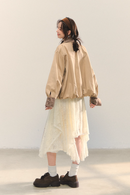 Retro Casual Khaki Jacket / Long-Sleeve Top