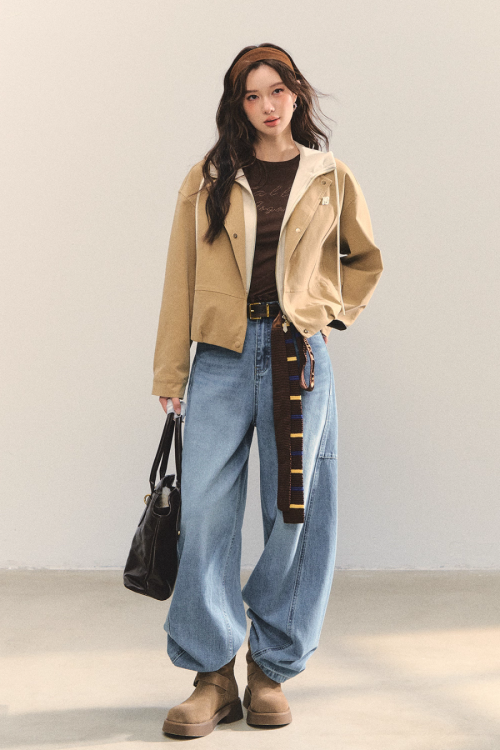 Retro Casual Khaki Jacket / Long-Sleeve Top