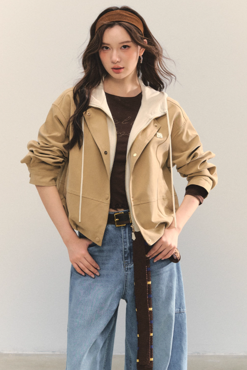 Retro Casual Khaki Jacket / Long-Sleeve Top