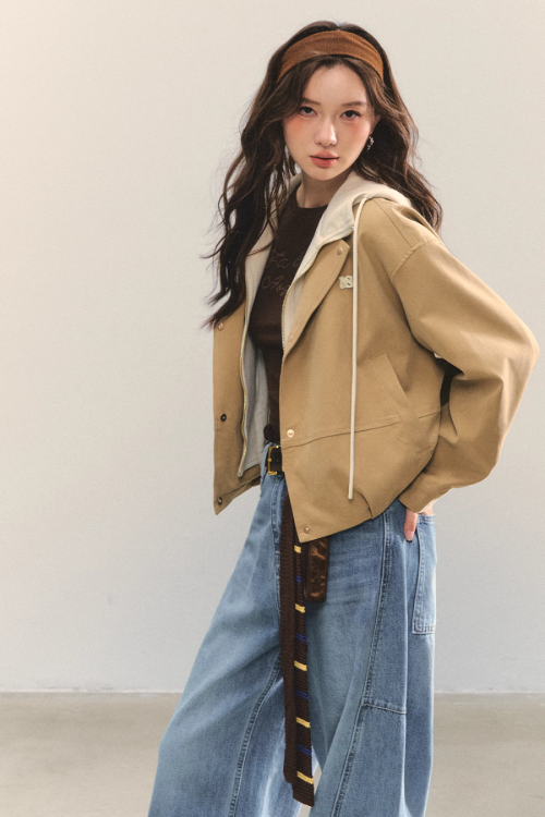Retro Casual Khaki Jacket / Long-Sleeve Top