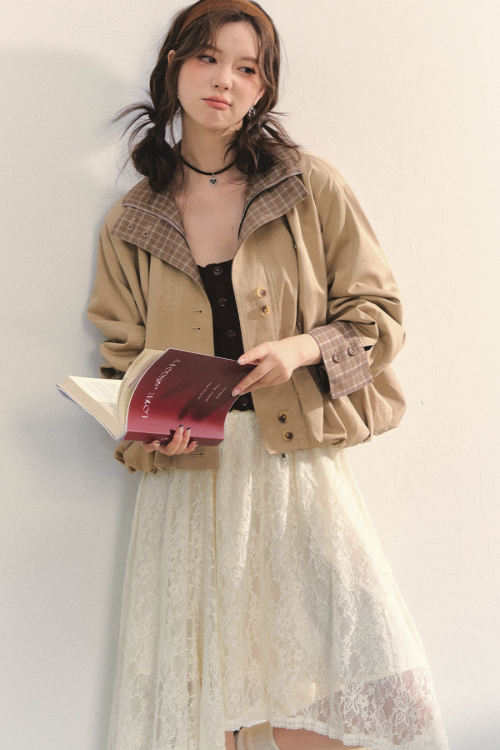 Retro Casual Khaki Jacket / Long-Sleeve Top