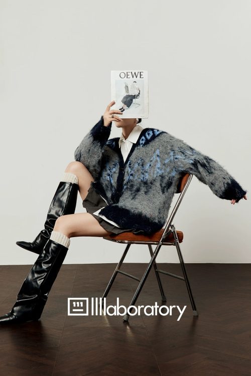 Retro Casual Knit Cardigan / Long Sleeve Shirt / Pleated Skirt