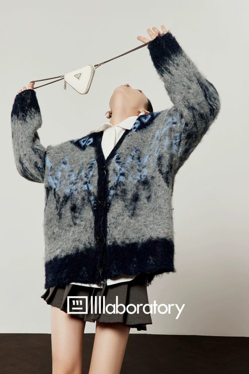 Retro Casual Knit Cardigan / Long Sleeve Shirt / Pleated Skirt