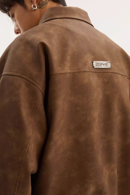 Retro Collar Leather Jacket