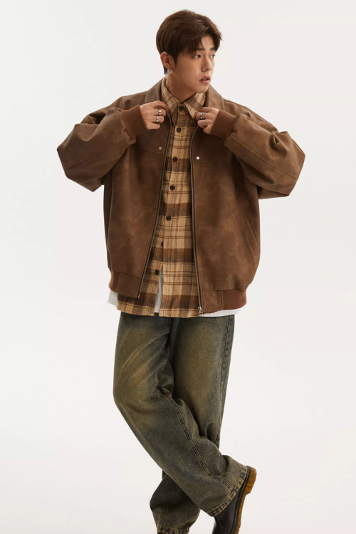 Retro Collar Leather Jacket