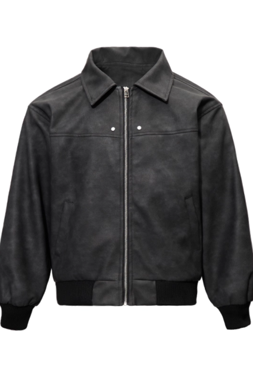 Retro Collar Leather Jacket