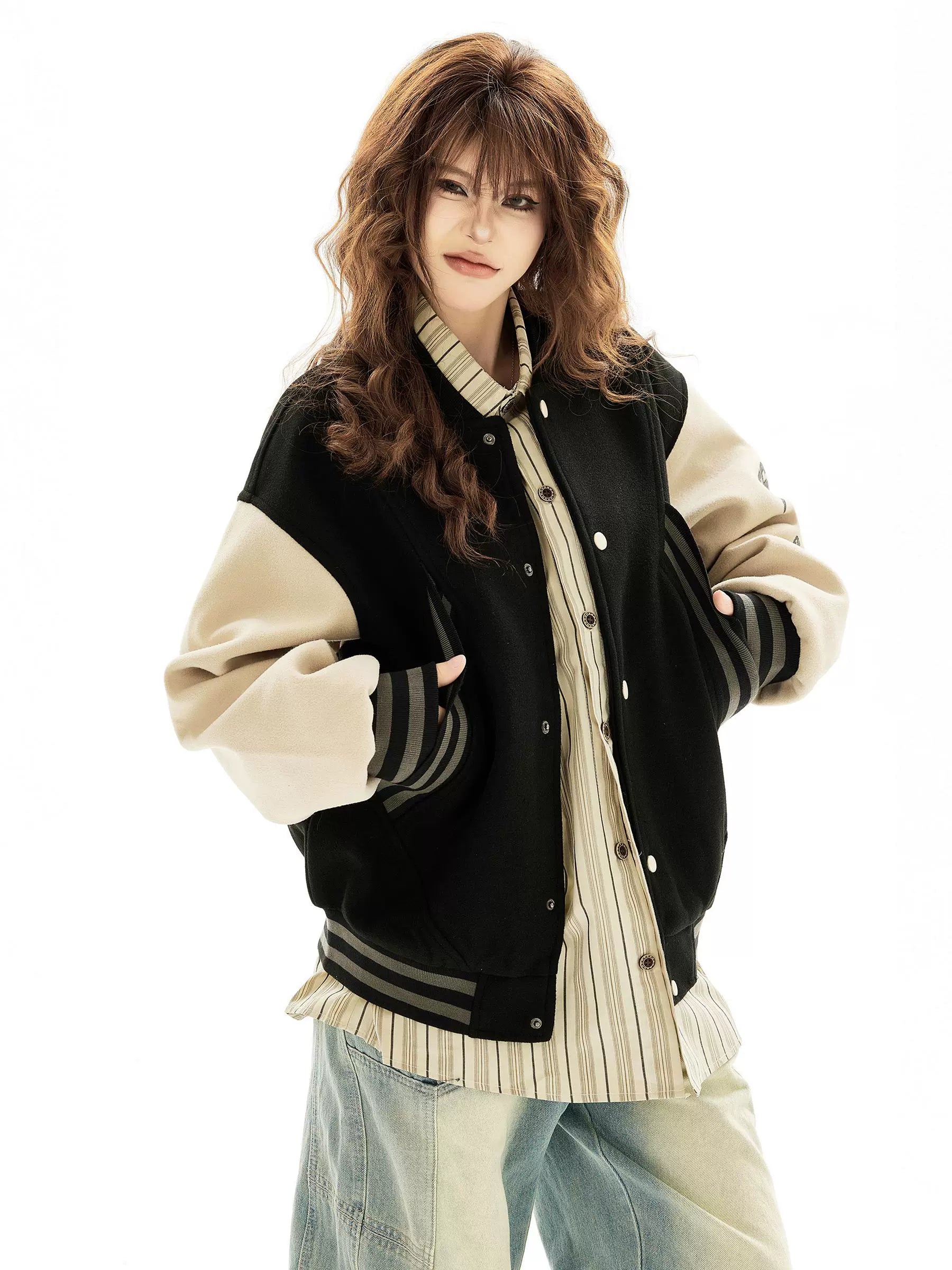 Retro Color Block Baseball Jacket Retro Color Block Baseball Jacket