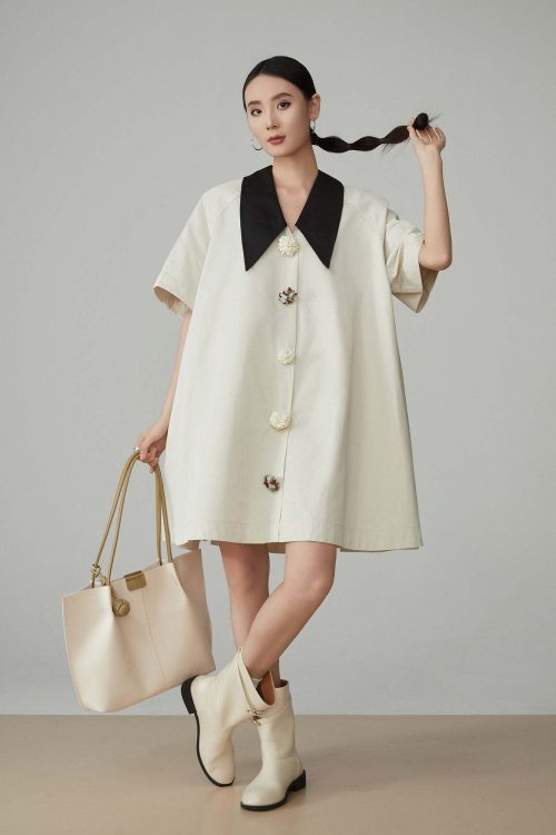 Retro Color-Blocked T-Shirt Dress