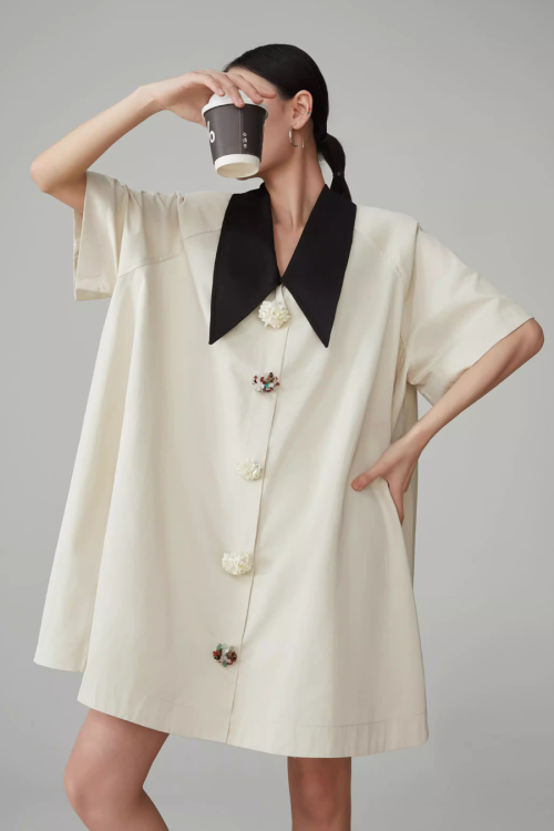 Retro Color-Blocked T-Shirt Dress