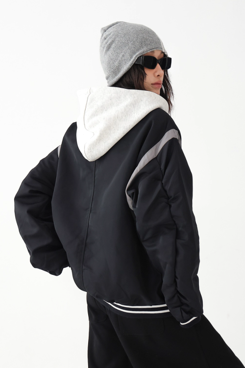 Retro Color Patchwork Hood Jacket