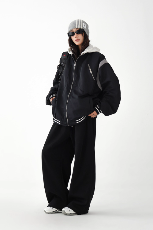 Retro Color Patchwork Hood Jacket