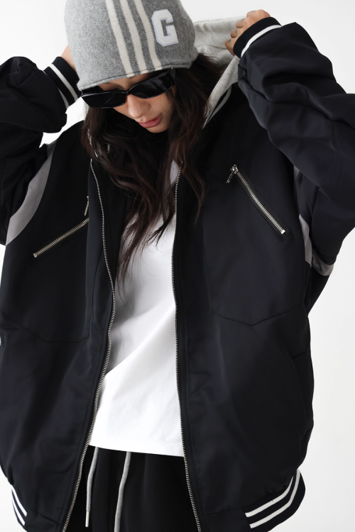 Retro Color Patchwork Hood Jacket