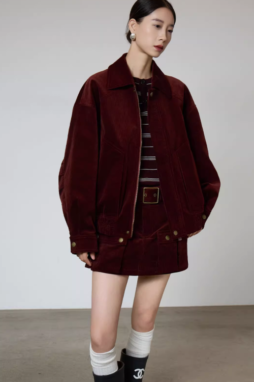 Retro Corduroy Jacket / Mini Skirt