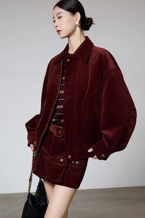 Retro Corduroy Jacket / Mini Skirt