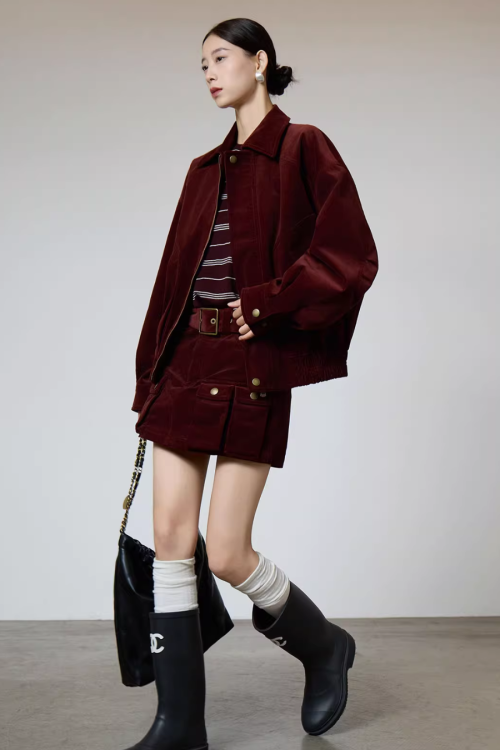 Retro Corduroy Jacket / Mini Skirt