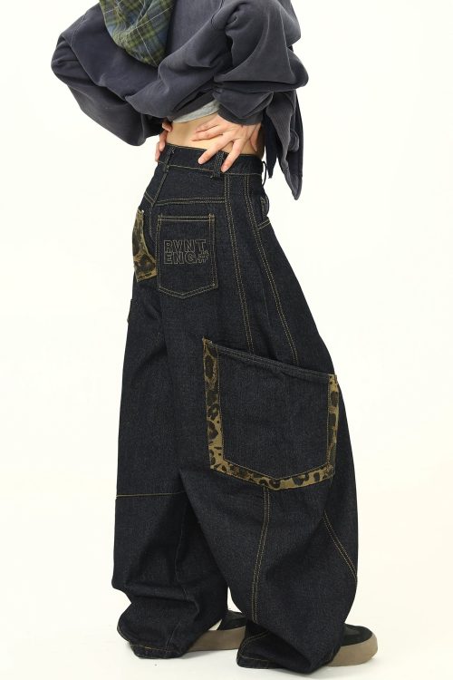 Retro Curve Wide Denim Pants