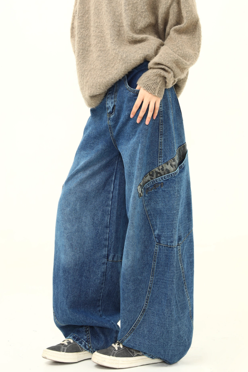 Retro Curve Wide Denim Pants