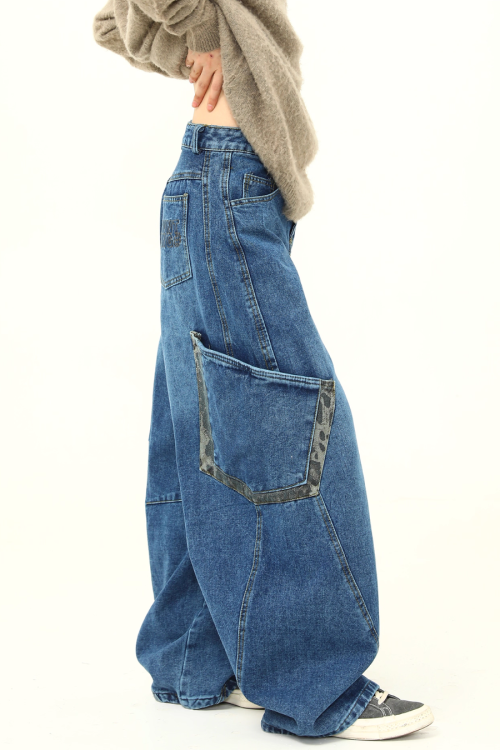 Retro Curve Wide Denim Pants