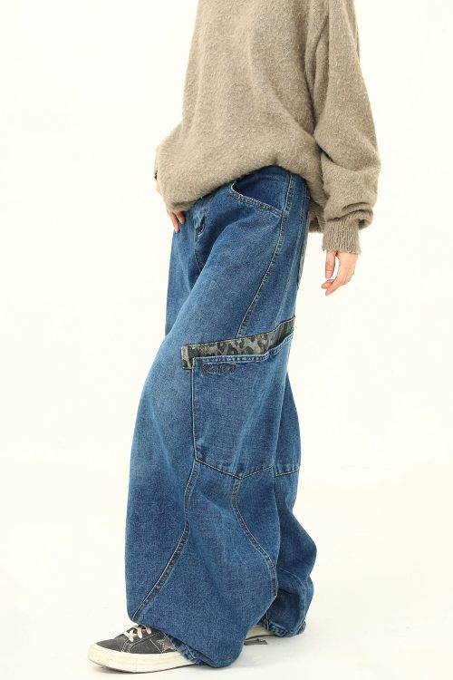 Retro Curve Wide Denim Pants