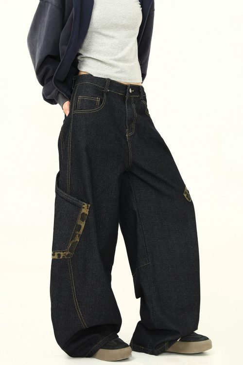 Retro Curve Wide Denim Pants