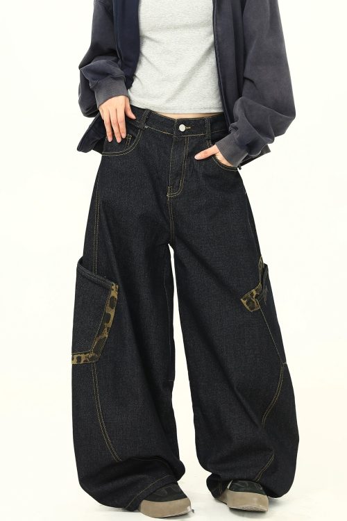Retro Curve Wide Denim Pants