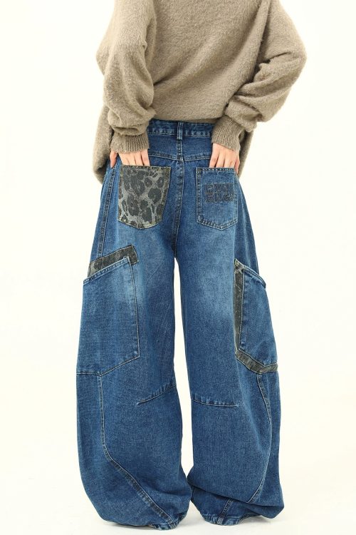 Retro Curve Wide Denim Pants