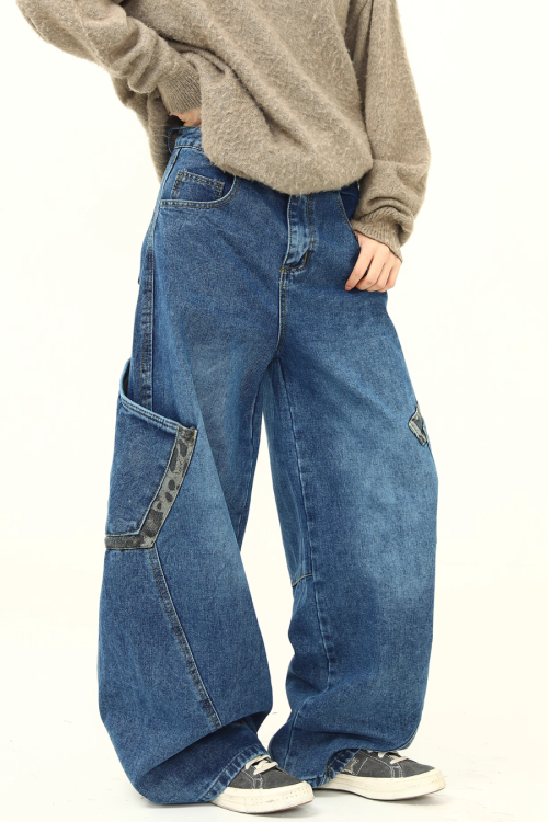 Retro Curve Wide Denim Pants