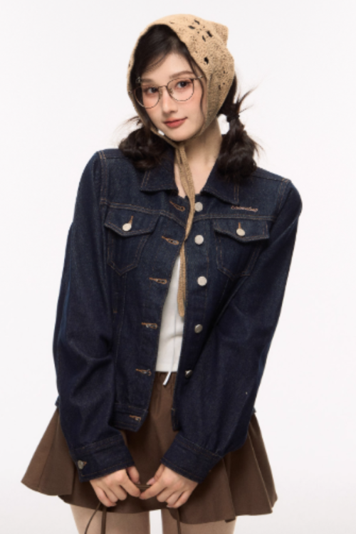 Retro Denim Jacket / Denim Wide Pants / Tiered Skirt