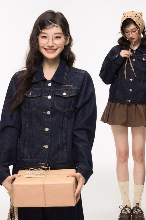 Retro Denim Jacket / Denim Wide Pants / Tiered Skirt