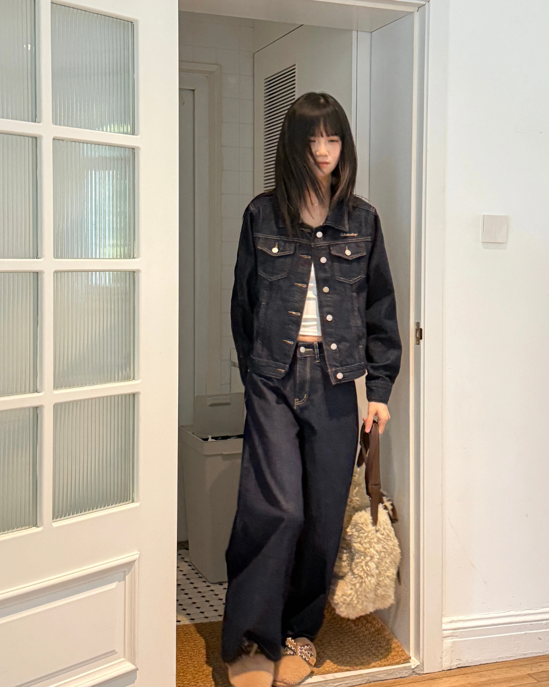 Retro Denim Jacket / Denim Wide Pants / Tiered Skirt Retro Denim Jacket / Denim Wide Pants / Tiered Skirt